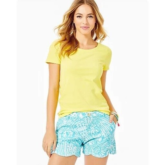 NWT Lilly Pulitzer Palmita Stretch Short in Succulent Blue Sea Cups size 00